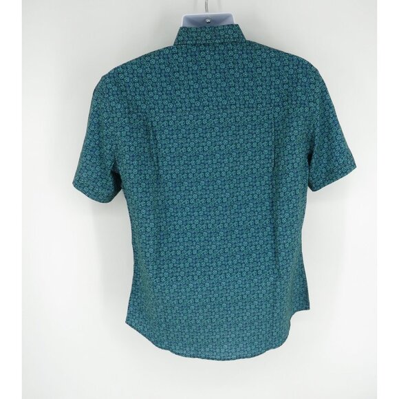 Nick Graham Men's Stretch Short Sleeve Button Up Aqua Shirt Medium NWT - Picture 4 of 4